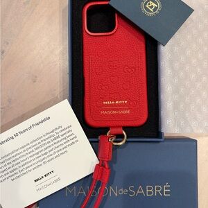 Maison de Sabre + Hello Kitty Red Leather Phone Case with Strap